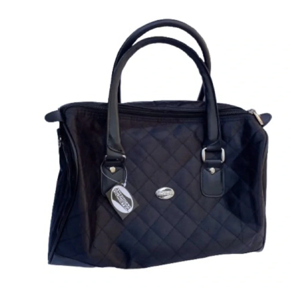 American Tourister 3 Piece Black Quilted & Faux Leather Accents - Some Callouts - Picture 2 of 15
